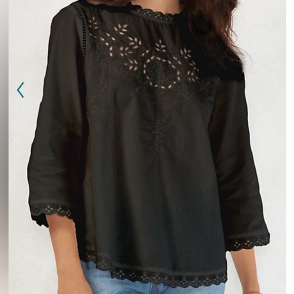 LC Lauren Conrad Tops - NWT- Women's LC Lauren Conrad black Embroidered Poplin Top size small